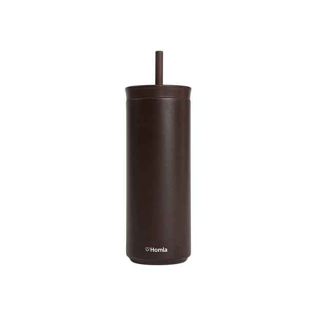 Termohrnek Cocoa s brčkem, hnědý, 500 ml Homla