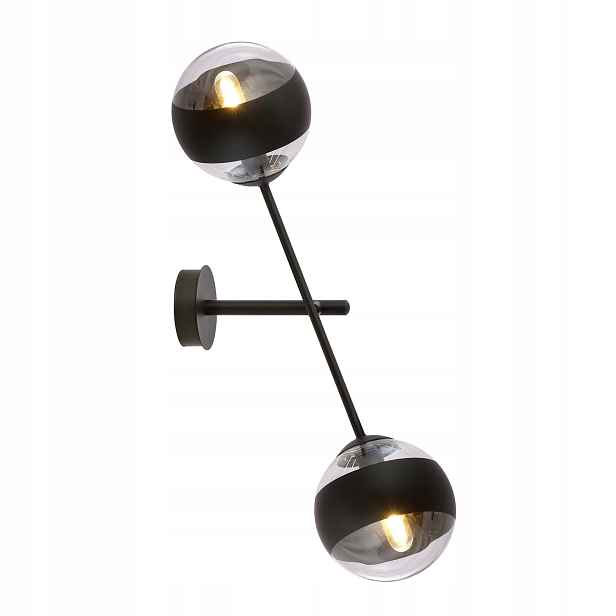 Nástěnné svítidlo Emibig Linear K2 2xE14, 40 W, černá/Průhledný, stmívatelné