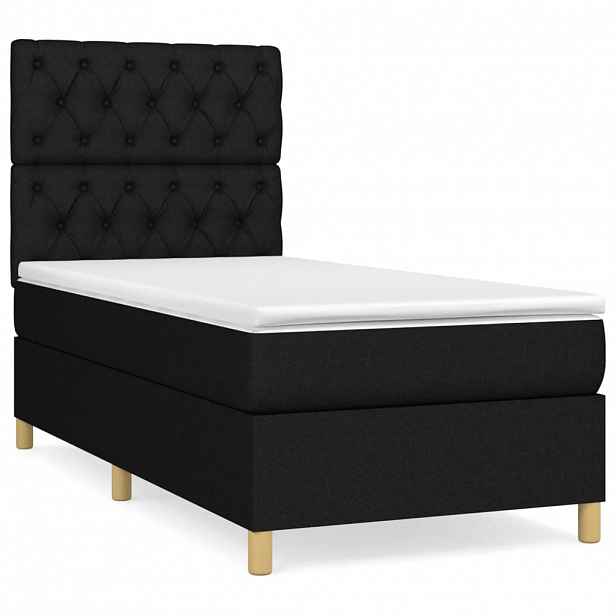 vidaXL Box spring postel s matrací černá 80 x 200 cm textil