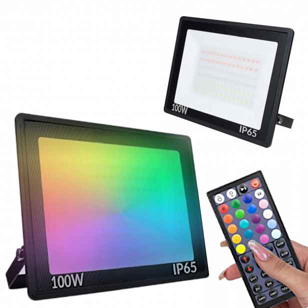Halogenový Led Zářič Rgb 100W IP65 S Dálkovým Ovládáním, Ozdobný Pro Zahradu