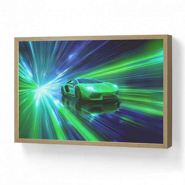 OnlyWow NÁSTĚNNÁ LAMPA S AKUMULÁTOREM Rychlost - Lehké - Sportovní vůz - Zelená 60x40 cm