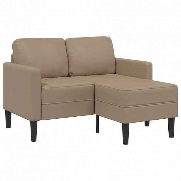 vidaXL Dvoumístná pohovka s lenoškou ve tvaru L, cappuccino 125 cm, umělá kůže