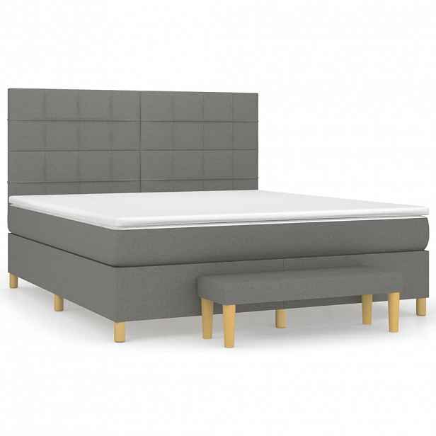 vidaXL Box spring postel s matrací tmavě šedá 180x200 cm textil