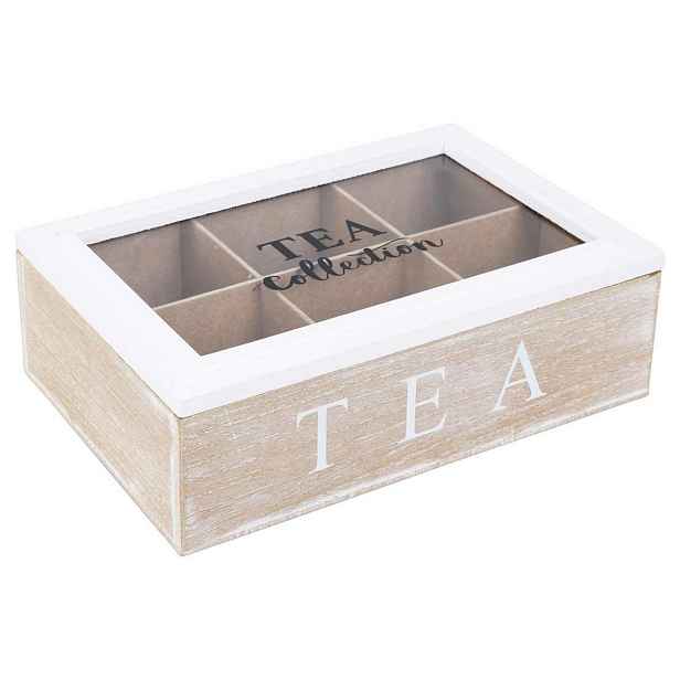 Excellent Houseware Organizér na čaj Herbate hnědý/bílý