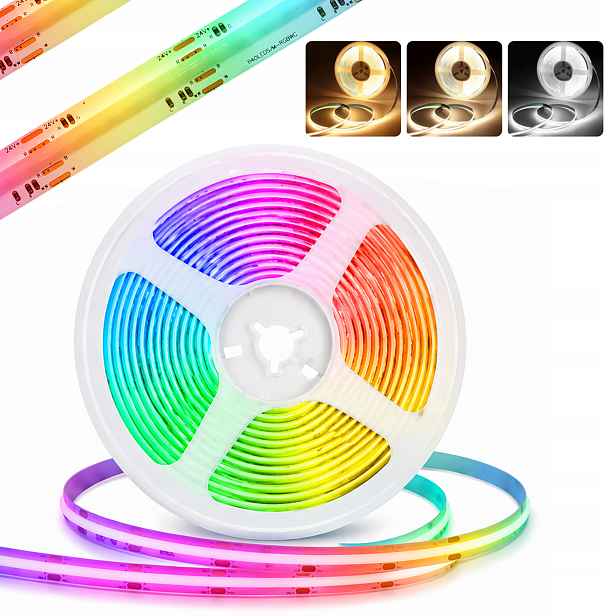 Led pásek Cob Rgbcct 24V 20W/m 840 LED/m 12 mm IP20 5 m prémiová kontinuální linka