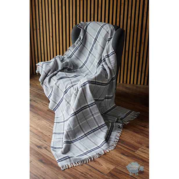 Merino Wool – přírodní vlněný přehoz na postel 160/200 cm, šedý