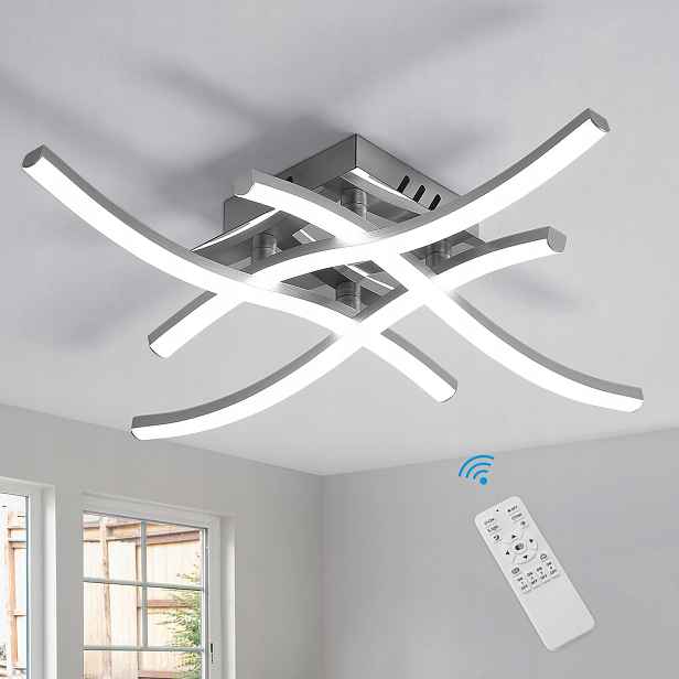 Stropní Led lampa lustr chromovaná závěsná moderní s dálkovým ovládáním do obývacího pokoje 28W