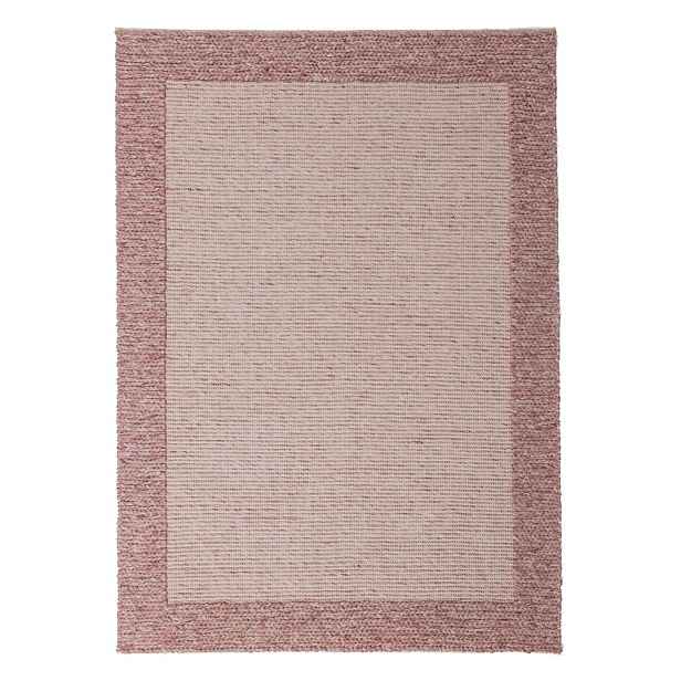Světle růžový ručně tkaný koberec s příměsí vlny 120x170 cm Rue – Flair Rugs