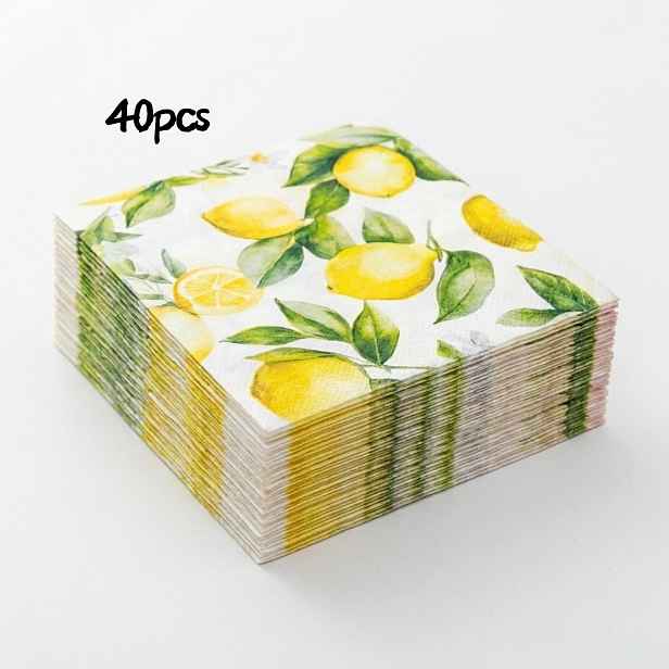 TEMU 20–100 ks ubrousků s citronů, jednorázové dvouvrstvé ubrousky s citrusovými vzory, ideální pro léto, baby shower, grilování, zahradu a dekoraci