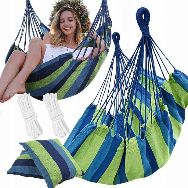 Zahradní Hamaka Brazilské Křeslo Houpačka Visuté Křeslo Boho Polštáře
