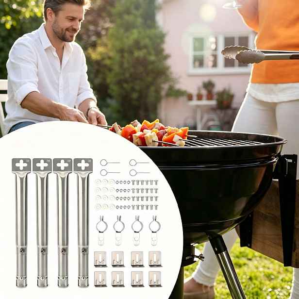 4X Hořák Na Plynový Gril 30-45 CM, Univerzální Nastavitelný Trubkový Set