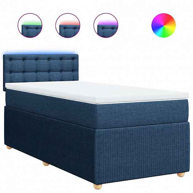vidaXL Box spring postel s matrací modrá 90x190 cm textil