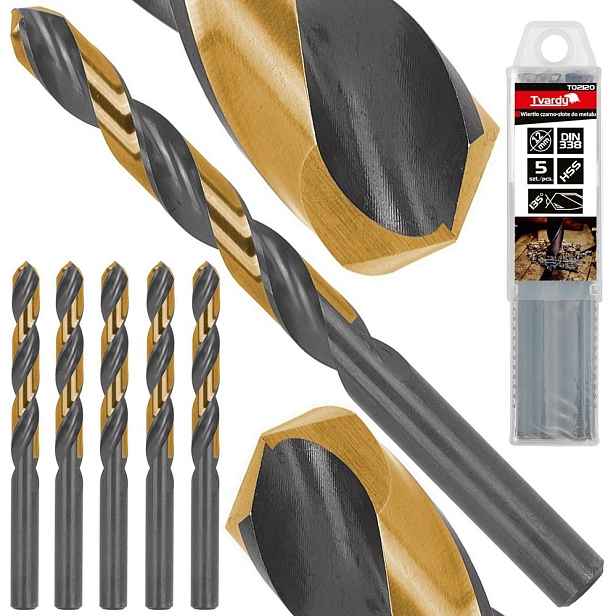 5KUSŮ Vrtáků Do Kovu Hss 12.00 MM Sada Vrtáků Černo-zlatá