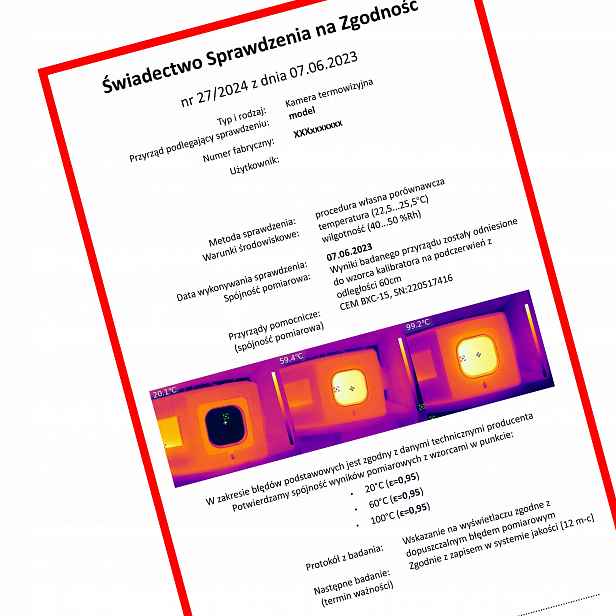 Certifikát o ověření termokamery UTI720 UTI260B UTI730E