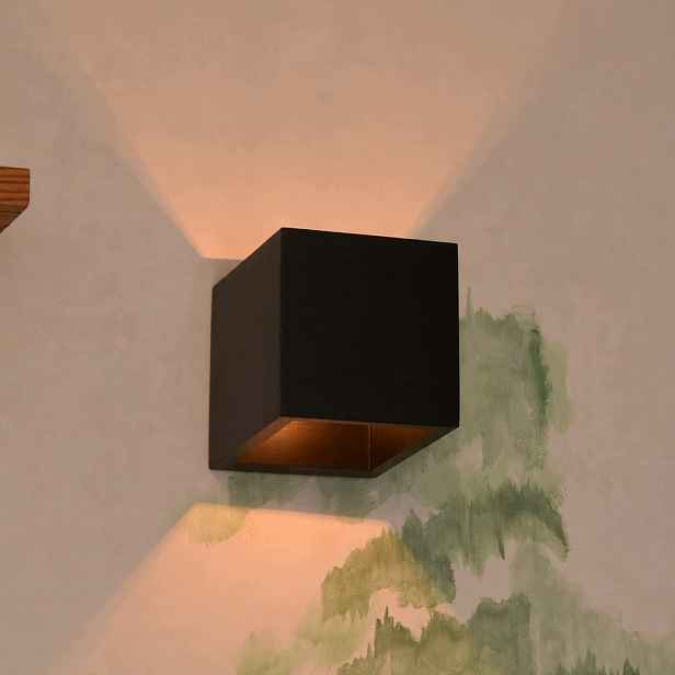 Dřevěná nástěnná lampa Hermit černá, E14 Led japandi boho handmade