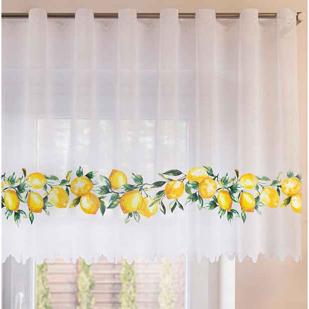 Mg záclona Vitrážová Záclona citronová barva 350x70 cm obšitá Citronem