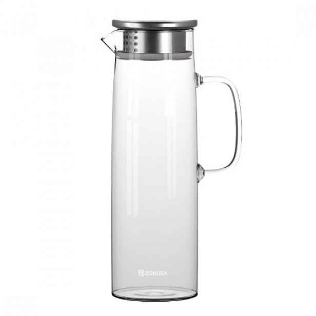 Skleněná karafa s nerezovým víčkem, 1,5L - Zokura
