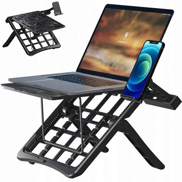 Podložka Pod Notebook Tablet Nastavitelný Stojan Na Psací Stůl Postel 4V1 Černá