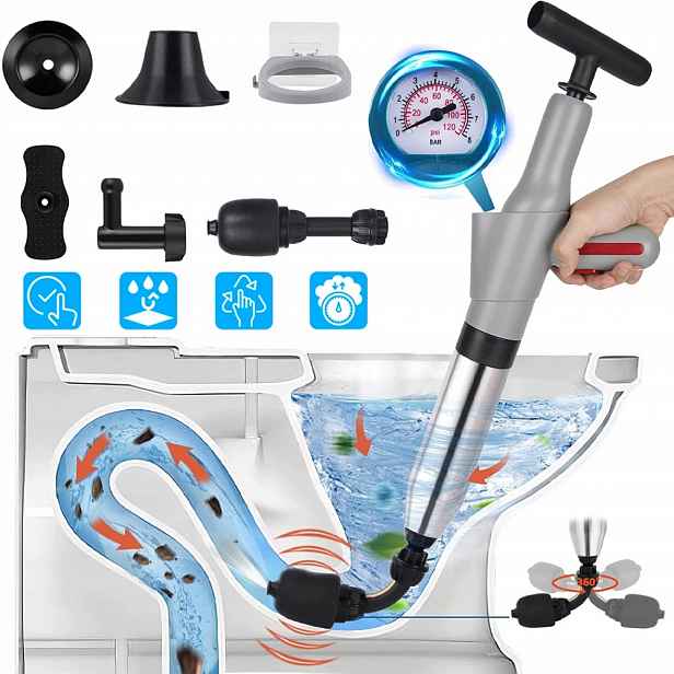 Tlakový Nástroj K Zprůchodnění Potrubí Kanalizace Pumpa Wc Pistole Sifonů Šedá