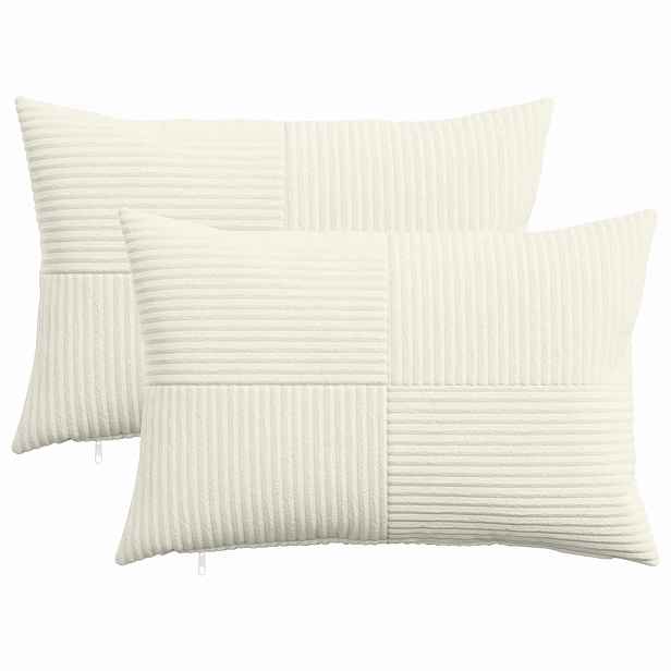 vidaXL Povlak na polštář 2 pcs ALMELO Krémová 50 x 70 cm manšestr