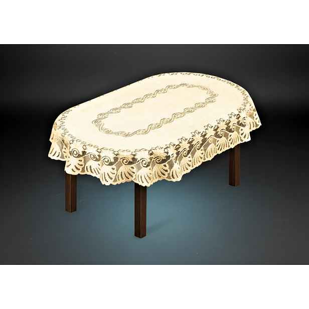 Žakárový ubrus QUIDO oválný více rozměrů krémová MyBestHome Rozměr: 150x100 cm