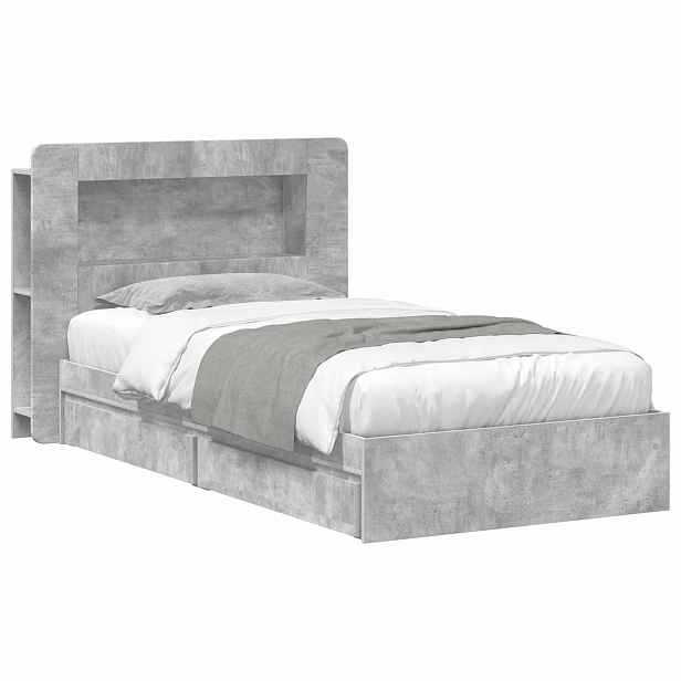 vidaXL Rám postele s úložným prostorem Betonově šedá 90 x 190 cm