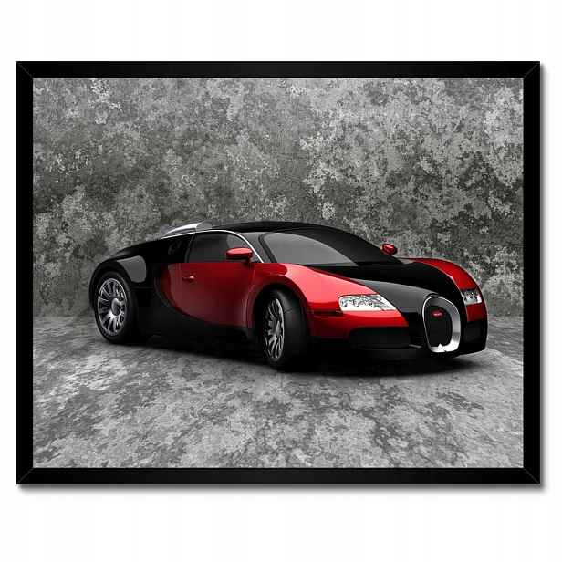 Plakáty v rámu 50x40 Bugatti Veyron Červená