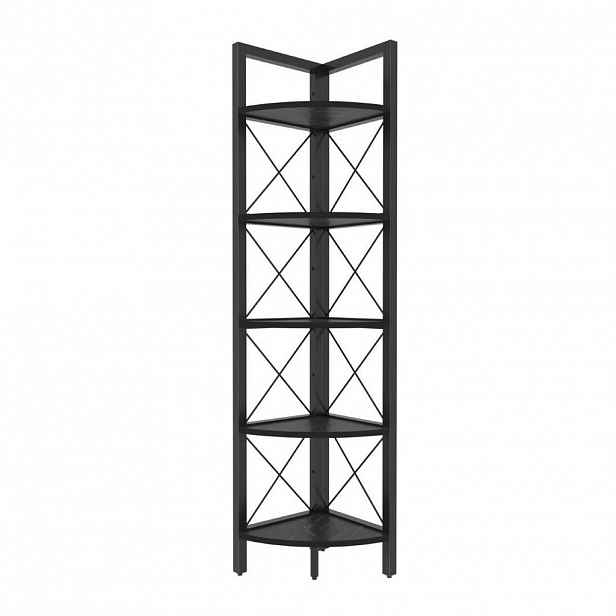 Calicosy ROHOVÁ police s 5 policemi, černá, V 160 cm - Remo