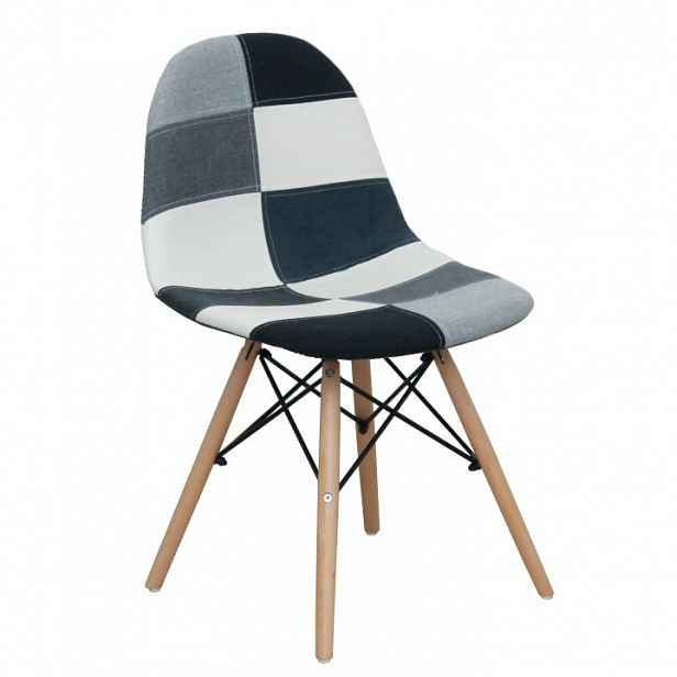 Jídelní židle látka / buk Patchwork bílá / černá - výška: 76 cm