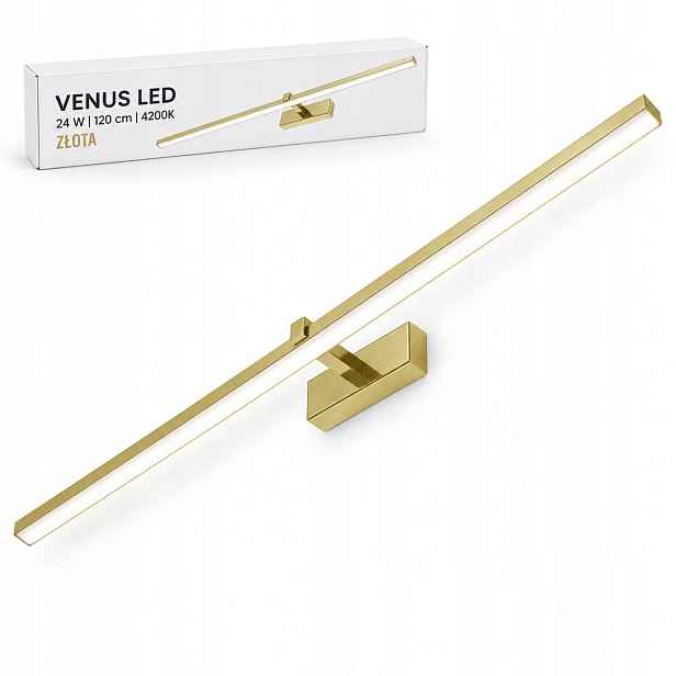 Led lampa 120 cm Venus 24W zlatá do ložnice na zeď 4200K IP44 1640lm