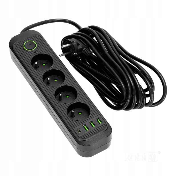 Prodlužovací Kabel Connecto 5 m 4 zásuvky Usb-a Usb-c 3250 W 16 A Kobi