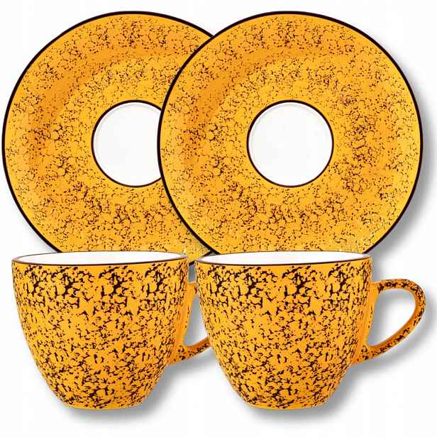 Šálek na čaj kávu porcelánový žlutý 300 ml a podšálek 15 cm Wilmax