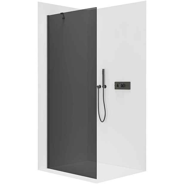 Sprchová zástěna Walk-in Onyx Y L/P - 8 mm - černá matná, grafitové sklo - 70x200 cm