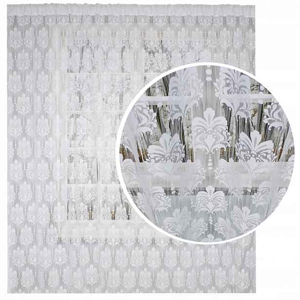 Firany Makarony bílý ornament Záclona 280x250h
