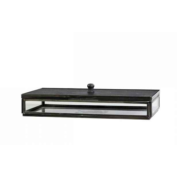 Kancelářský skleněný box s černým víkem Office - 20*10*5cm Chic Antique