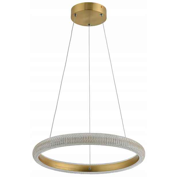 Závěsná lampa Ring Led s krystaly, stříbrná, glamour obývací pokoj Vigo