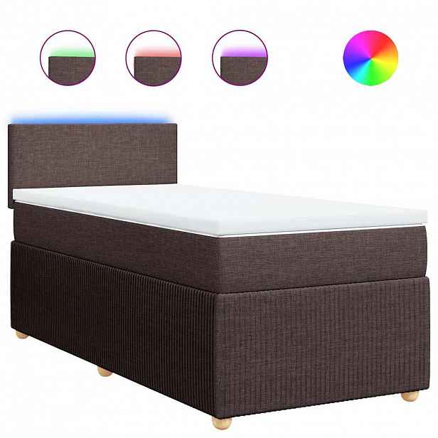vidaXL Box spring postel s matrací tmavě hnědá 90x200 cm textil