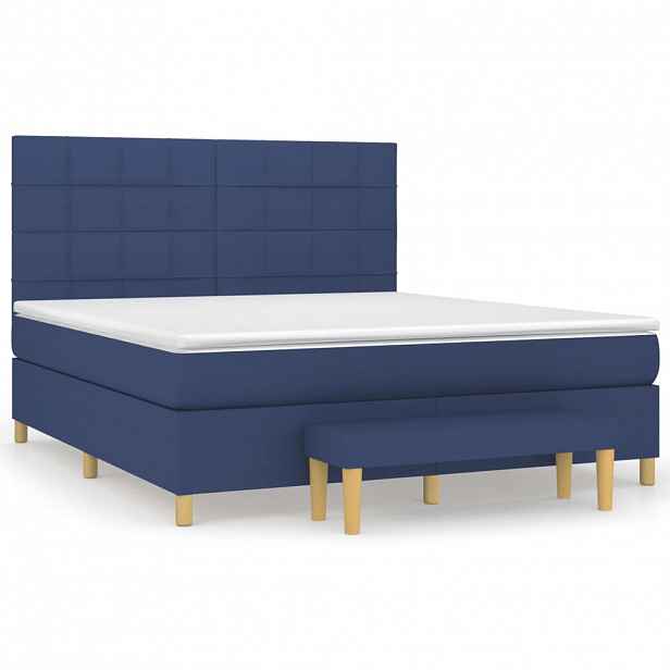 vidaXL Box spring postel s matrací modrá 180x200 cm textil