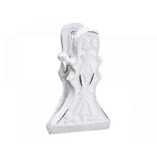 Bílý antik nástěnný litinový klip s ornamentem - 6*10cm Chic Antique
