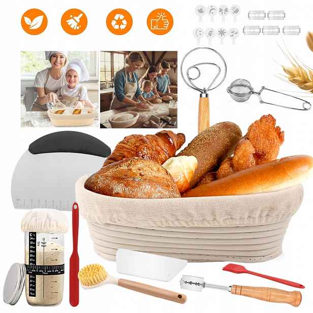Kompletní Pekařský Set S Ratanovým Košem A Sklenicí 730 ML