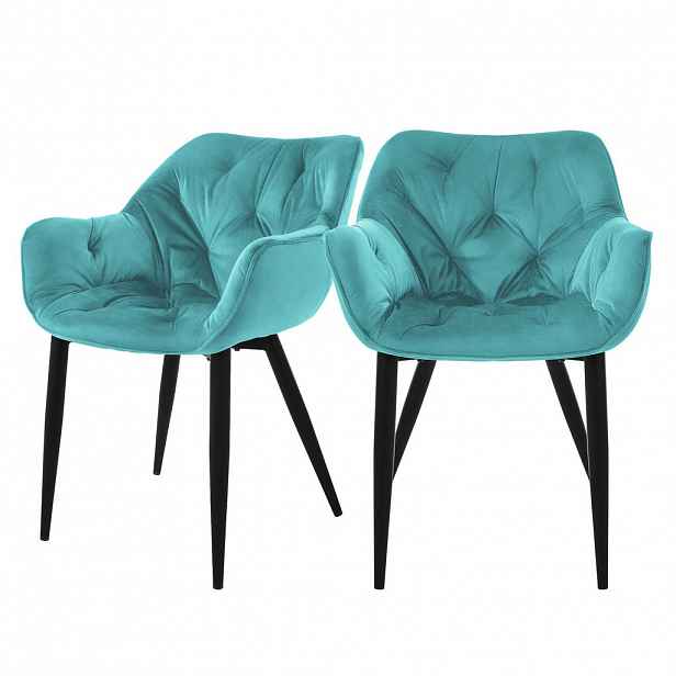 ML-DESIGN JÍDELNÍ ŽIDLE, sada 2 ks, petrolový samet