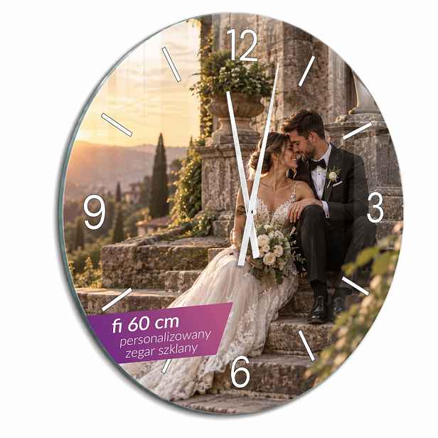 Personalizované skleněné hodiny fi 60 cm Vlastní fotografie Výjimečný Dárek XXL