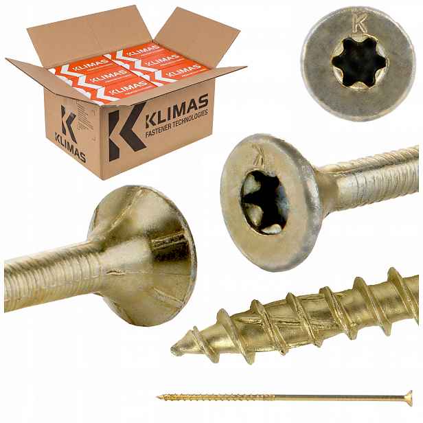 Vruty do dřeva Torx 6x180 mm 800 ks tesařské kuželové Klimas Wkcs