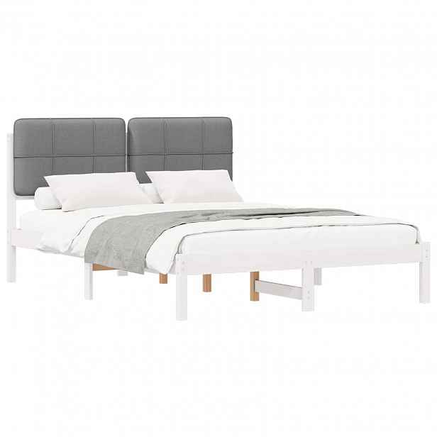 vidaXL Rám postele s čalouněným čelem s čelo Světle šedá 160 x 200 cm