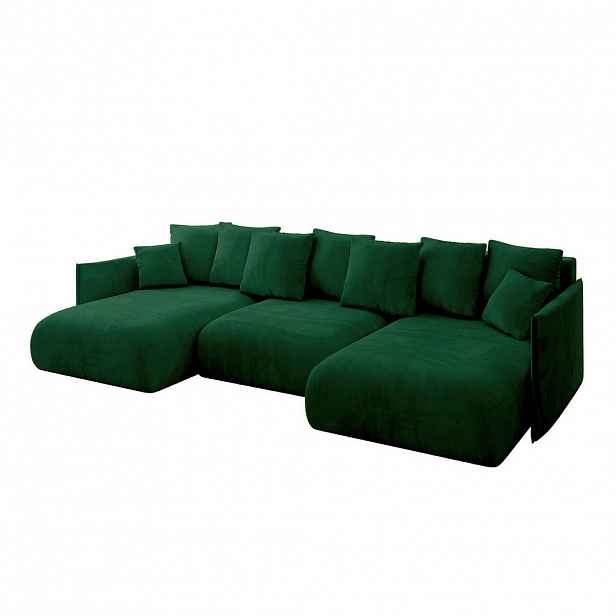 ALTDECOR SEDACÍ SOUPRAVA s funkcí lůžka a úložným prostorem pod postelí ONESK-U 317x177x72 Zelený velur