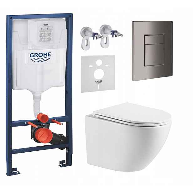 Podomítkový set Grohe Wc mísa Miura Tornado tlačítko grafit lesklé