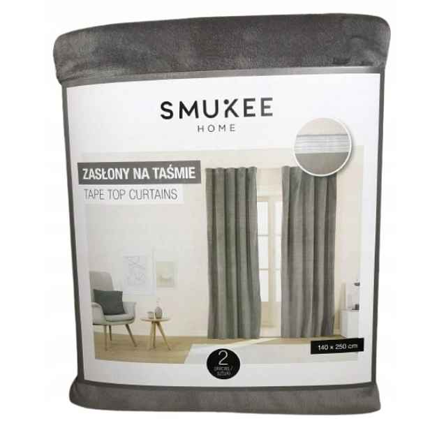 Smukee Velurové záclony na pásce 140 x 250 cm 2 ks Šedá 931