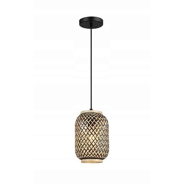 Závěsná ratanová lampa čaena hnědá pletená, ozdobná do obývacího pokoje Rabalux