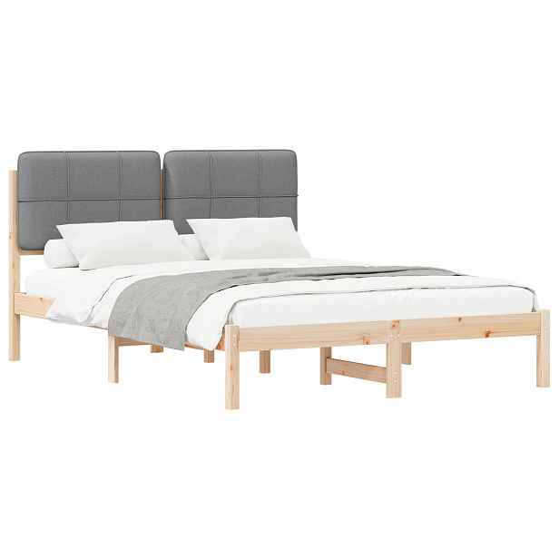 vidaXL Rám postele s čalouněným čelem s čelo Světle šedá 150 x 200 cm