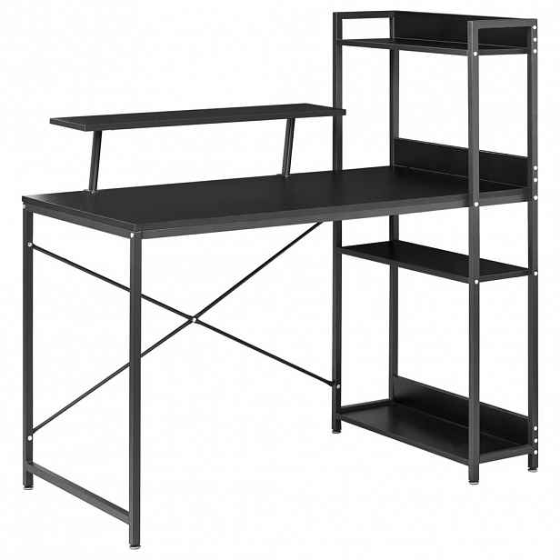 Beliani PSACÍ STŮL Černý 120/64 cm s přihrádkami Biloxy